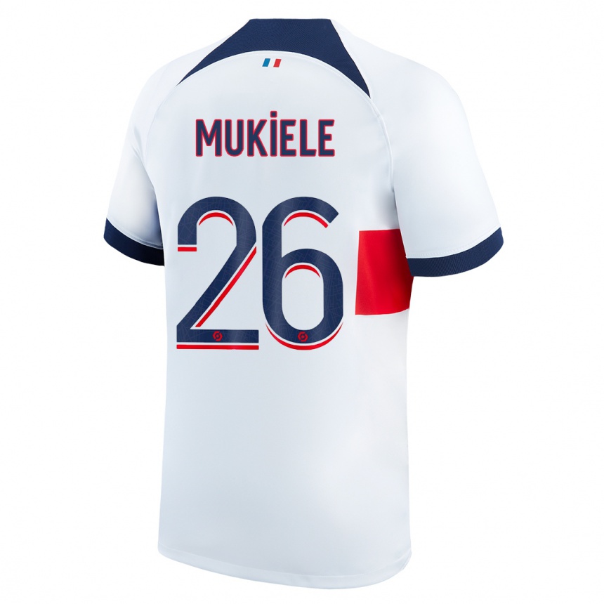 Kinder Fußball Nordi Mukiele #26 Weiß Auswärtstrikot Trikot 2023/24 T-Shirt Luxemburg