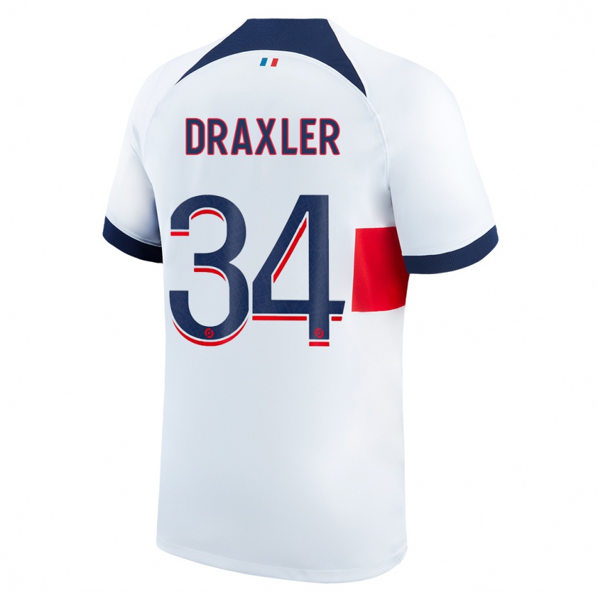 Kinder Fußball Julian Draxler #34 Weiß Auswärtstrikot Trikot 2023/24 T-Shirt Luxemburg