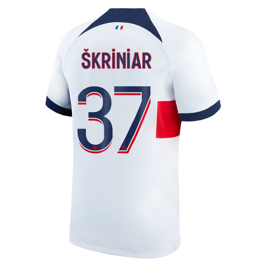 Kinder Fußball Milan Skriniar #37 Weiß Auswärtstrikot Trikot 2023/24 T-Shirt Luxemburg