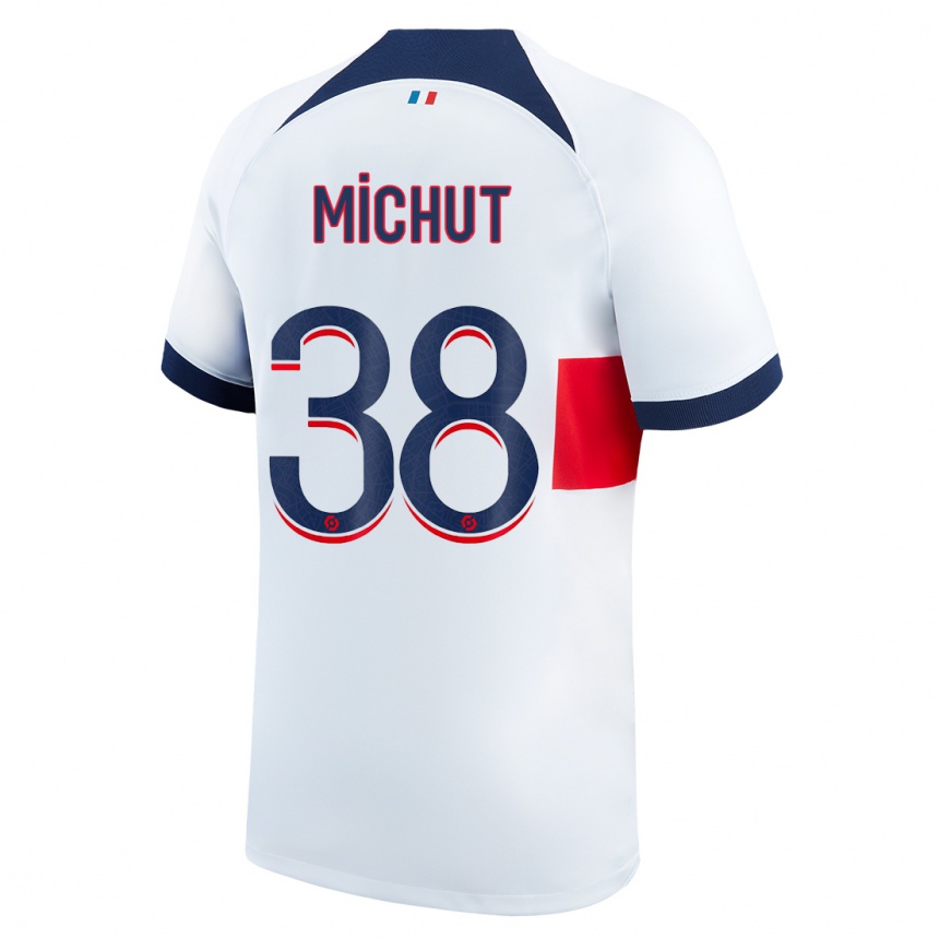 Kinder Fußball Edouard Michut #38 Weiß Auswärtstrikot Trikot 2023/24 T-Shirt Luxemburg