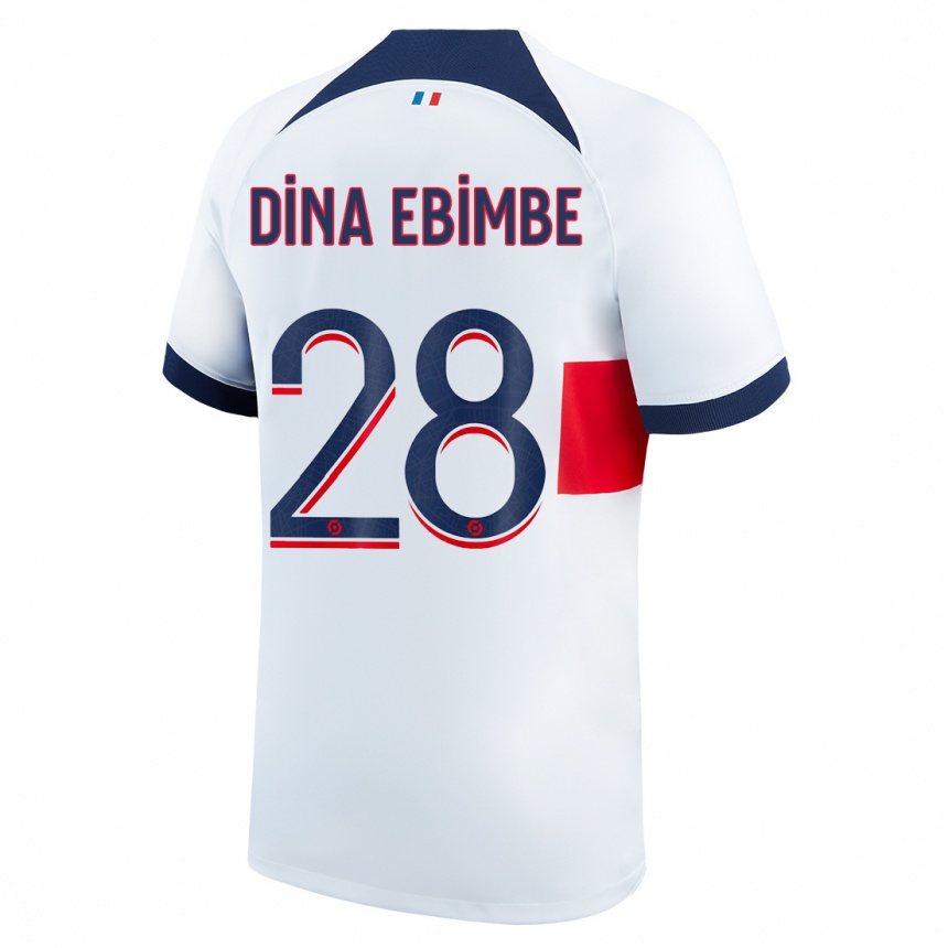 Kinder Fußball Eric Junior Dina Ebimbe #28 Weiß Auswärtstrikot Trikot 2023/24 T-Shirt Luxemburg