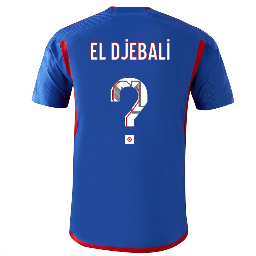 Kinder Fußball Chaim El Djebali #0 Blau Rot Auswärtstrikot Trikot 2023/24 T-Shirt Luxemburg