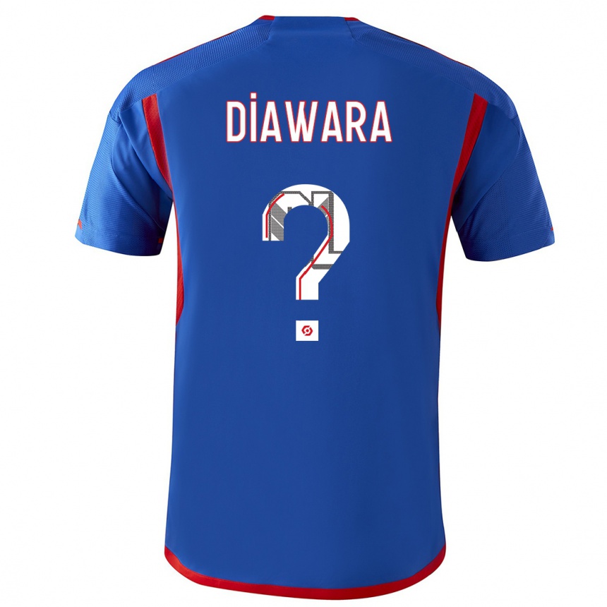 Kinder Fußball Mahamadou Diawara #0 Blau Rot Auswärtstrikot Trikot 2023/24 T-Shirt Luxemburg