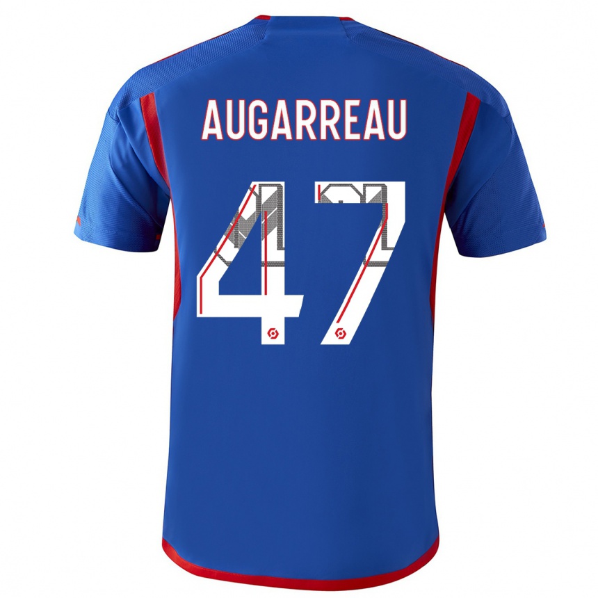 Kinder Fußball Sofiane Augarreau #47 Blau Rot Auswärtstrikot Trikot 2023/24 T-Shirt Luxemburg