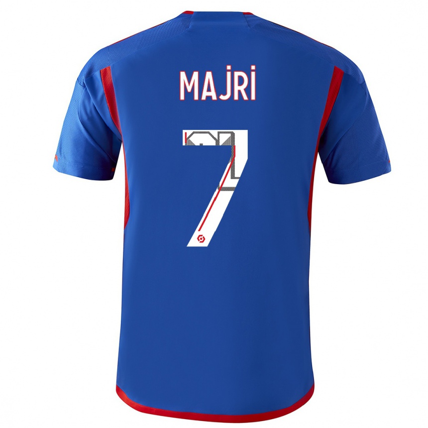 Kinder Fußball Amel Majri #7 Blau Rot Auswärtstrikot Trikot 2023/24 T-Shirt Luxemburg