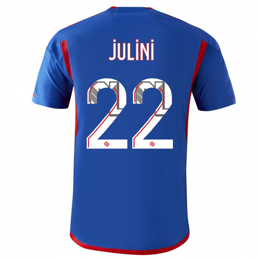 Kinder Fußball Sally Julini #22 Blau Rot Auswärtstrikot Trikot 2023/24 T-Shirt Luxemburg