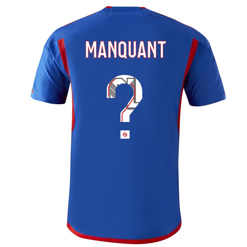Kinder Fußball Joris Manquant #0 Blau Rot Auswärtstrikot Trikot 2023/24 T-Shirt Luxemburg