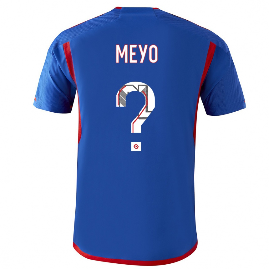 Kinder Fußball Bryan Meyo #0 Blau Rot Auswärtstrikot Trikot 2023/24 T-Shirt Luxemburg