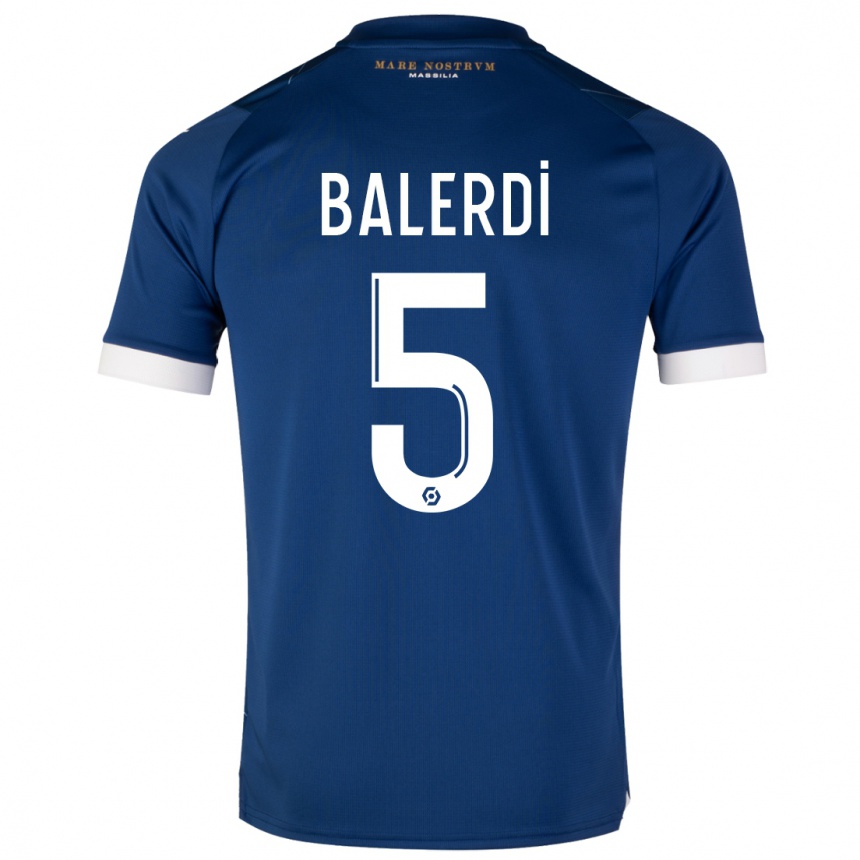 Kinder Fußball Leonardo Balerdi #5 Dunkelblau Auswärtstrikot Trikot 2023/24 T-Shirt Luxemburg