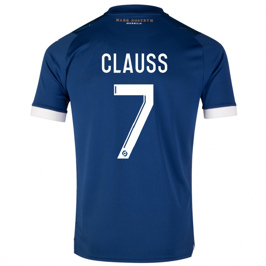 Kinder Fußball Jonathan Clauss #7 Dunkelblau Auswärtstrikot Trikot 2023/24 T-Shirt Luxemburg