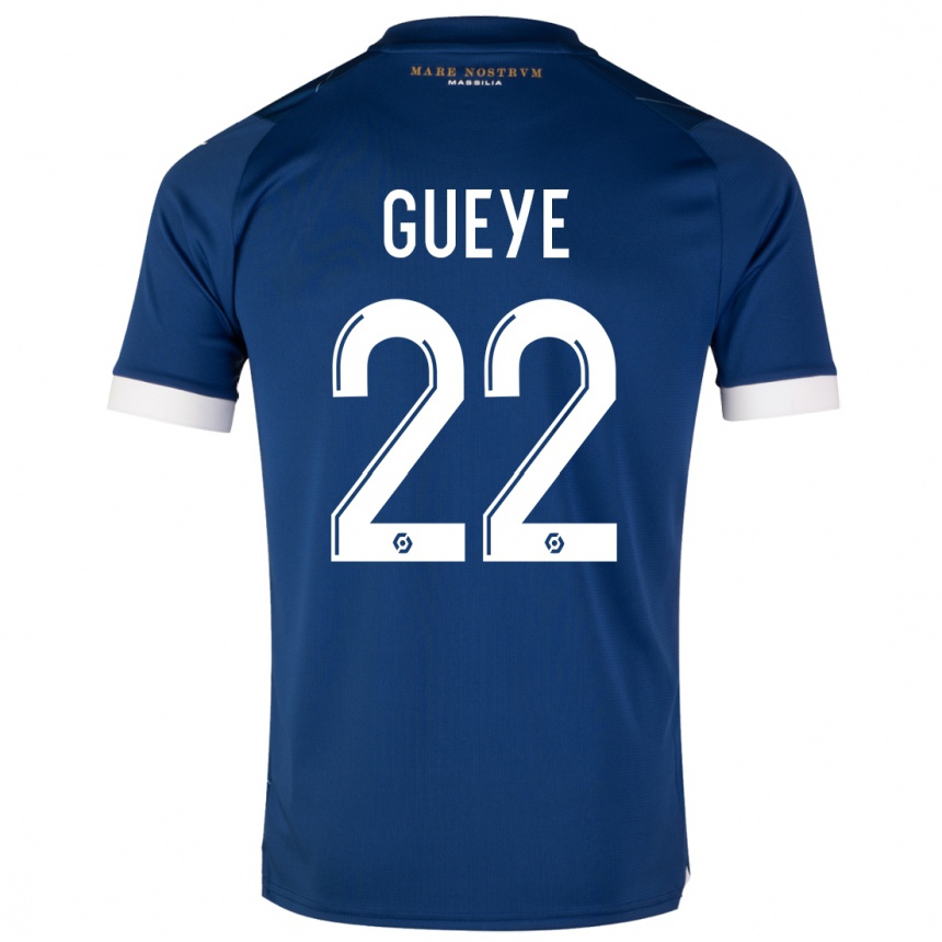 Kinder Fußball Pape Gueye #22 Dunkelblau Auswärtstrikot Trikot 2023/24 T-Shirt Luxemburg