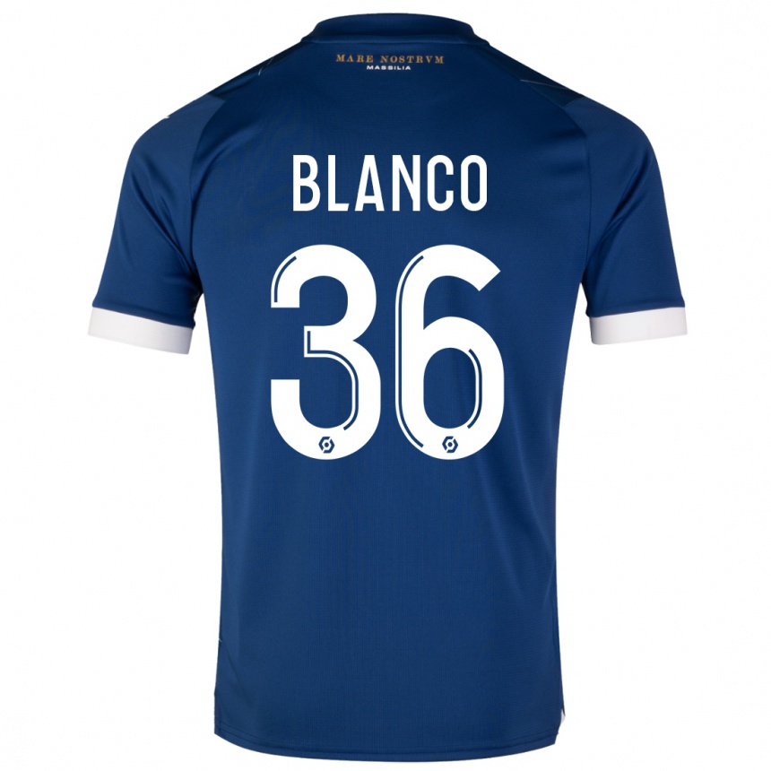 Kinder Fußball Ruben Blanco #36 Dunkelblau Auswärtstrikot Trikot 2023/24 T-Shirt Luxemburg