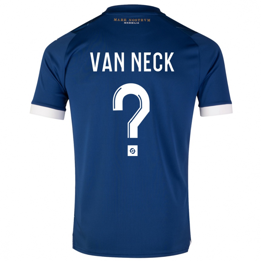 Kinder Fußball Jelle Van Neck #0 Dunkelblau Auswärtstrikot Trikot 2023/24 T-Shirt Luxemburg