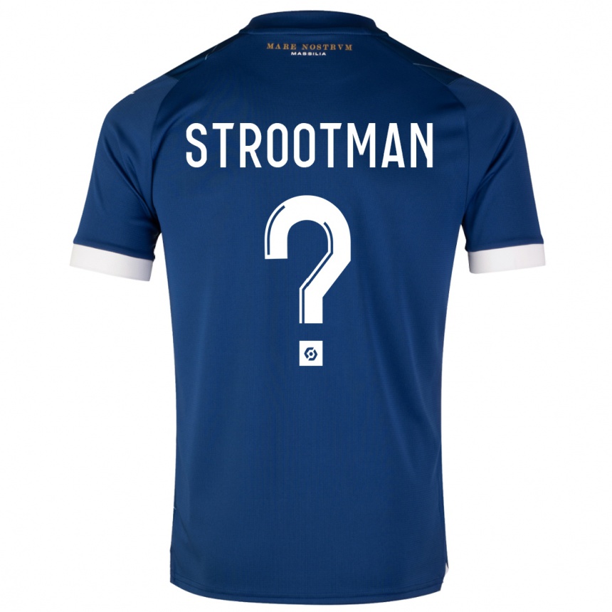 Kinder Fußball Kevin Strootman #0 Dunkelblau Auswärtstrikot Trikot 2023/24 T-Shirt Luxemburg