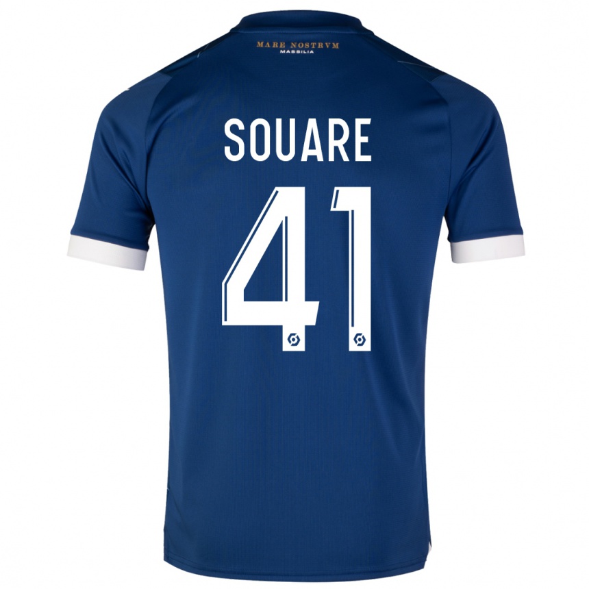 Kinder Fußball Cheick Souare #41 Dunkelblau Auswärtstrikot Trikot 2023/24 T-Shirt Luxemburg