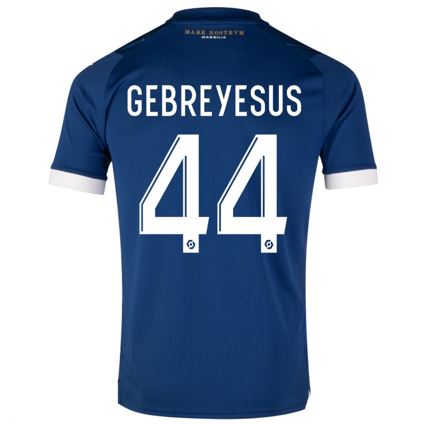 Kinder Fußball Esey Gebreyesus #44 Dunkelblau Auswärtstrikot Trikot 2023/24 T-Shirt Luxemburg