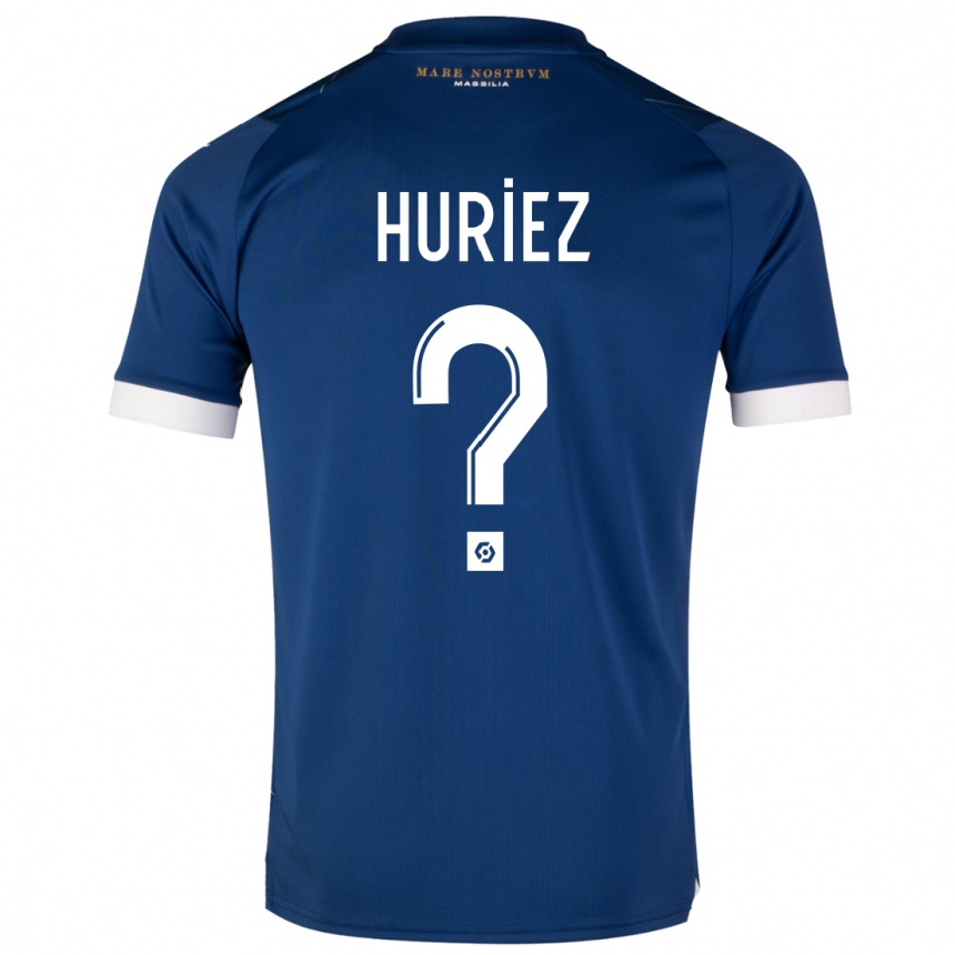 Kinder Fußball Evan Huriez #0 Dunkelblau Auswärtstrikot Trikot 2023/24 T-Shirt Luxemburg