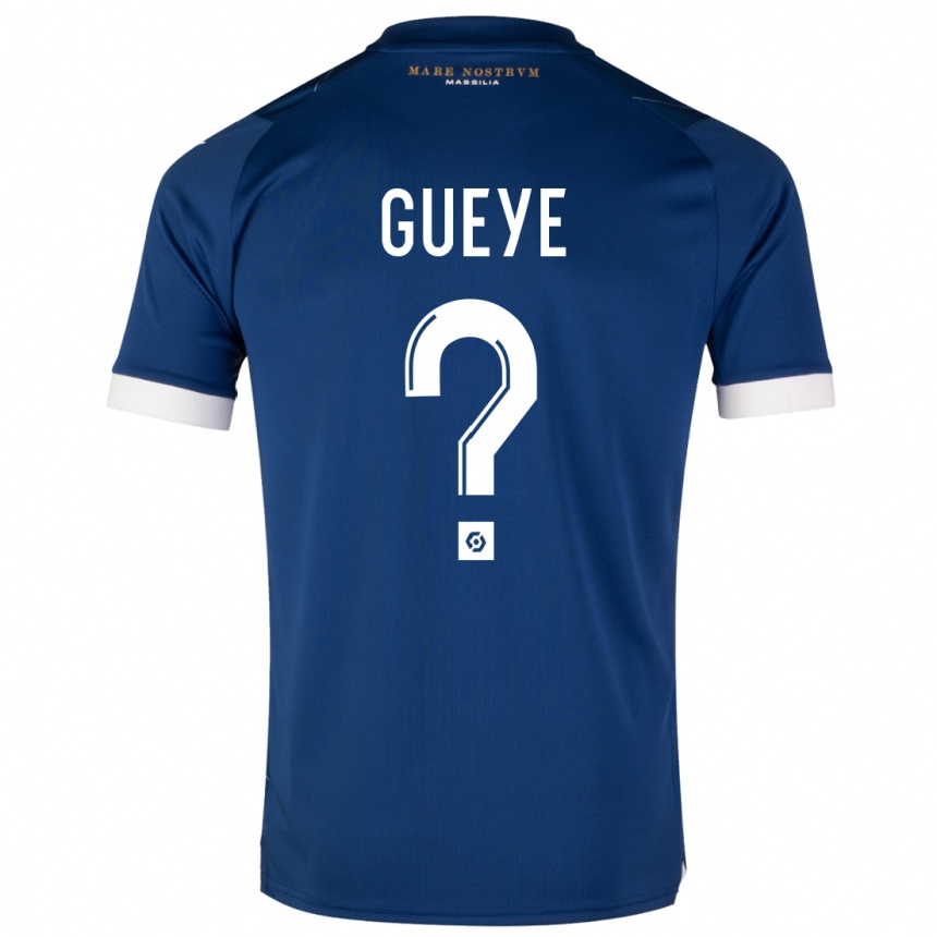 Kinder Fußball Daouda Gueye #0 Dunkelblau Auswärtstrikot Trikot 2023/24 T-Shirt Luxemburg