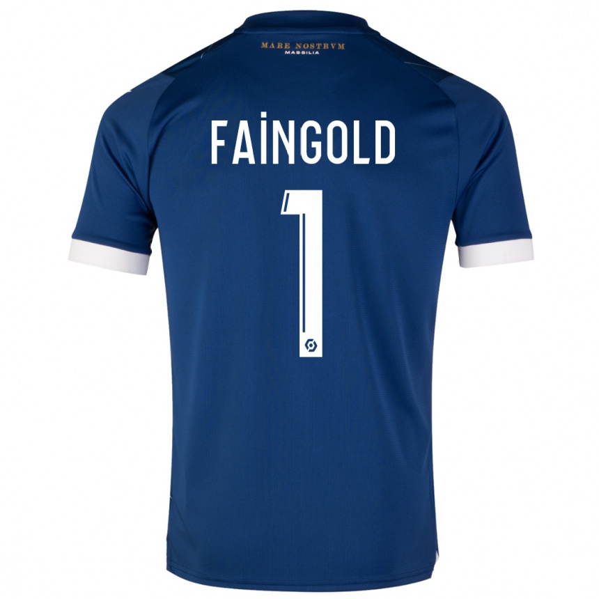 Kinder Fußball Abbie Faingold #1 Dunkelblau Auswärtstrikot Trikot 2023/24 T-Shirt Luxemburg