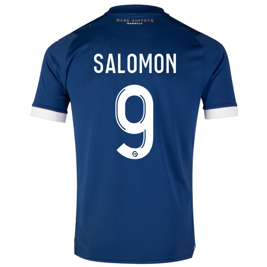 Kinder Fußball Maeva Salomon #9 Dunkelblau Auswärtstrikot Trikot 2023/24 T-Shirt Luxemburg