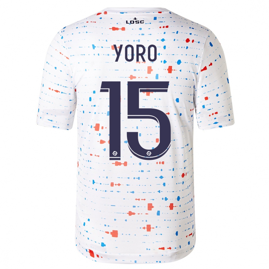 Kinder Fußball Leny Yoro #15 Weiß Auswärtstrikot Trikot 2023/24 T-Shirt Luxemburg