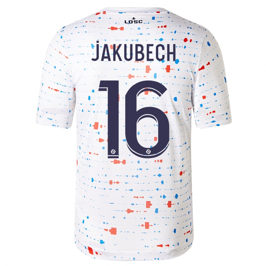 Kinder Fußball Adam Jakubech #16 Weiß Auswärtstrikot Trikot 2023/24 T-Shirt Luxemburg