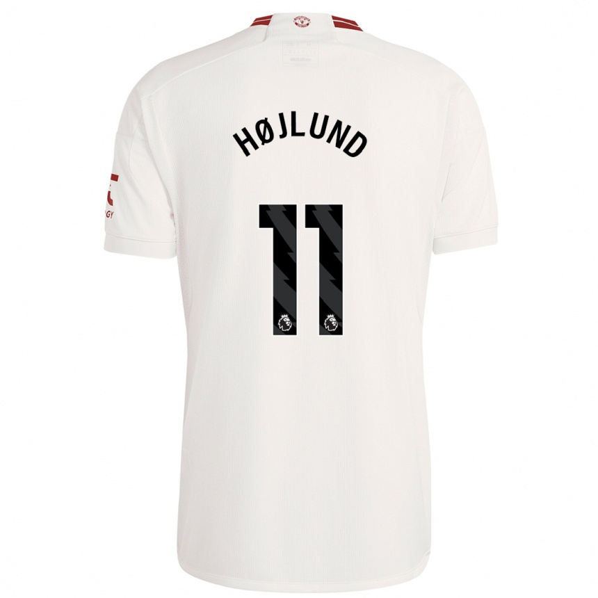 Kinder Fußball Rasmus Højlund #11 Weiß Ausweichtrikot Trikot 2023/24 T-Shirt Luxemburg