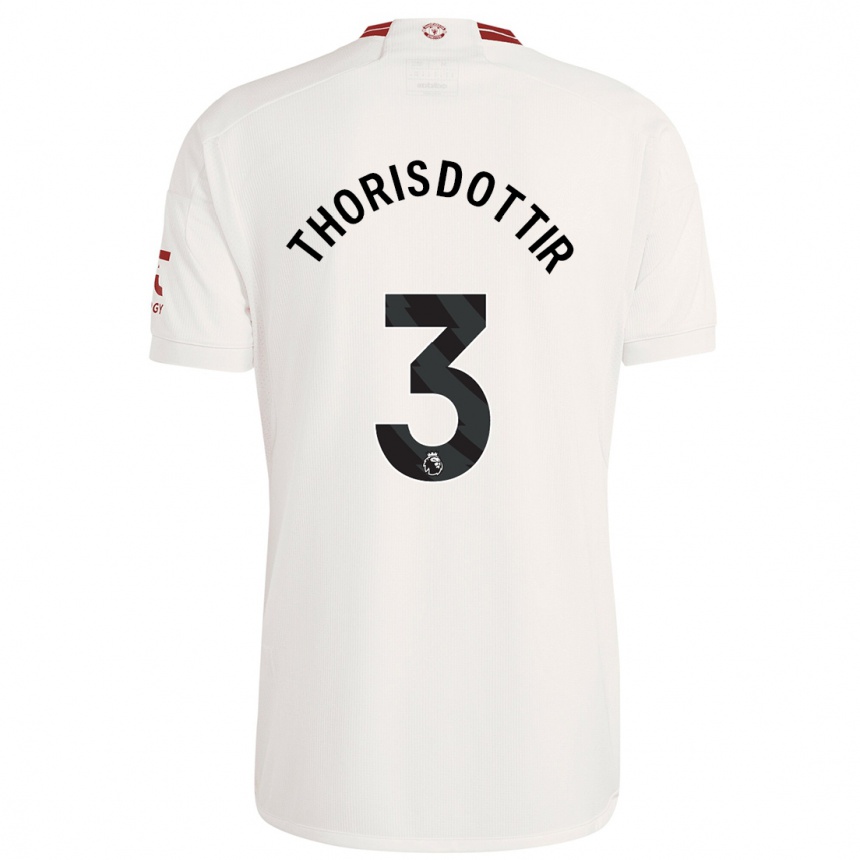 Kinder Fußball Maria Thorisdottir #3 Weiß Ausweichtrikot Trikot 2023/24 T-Shirt Luxemburg