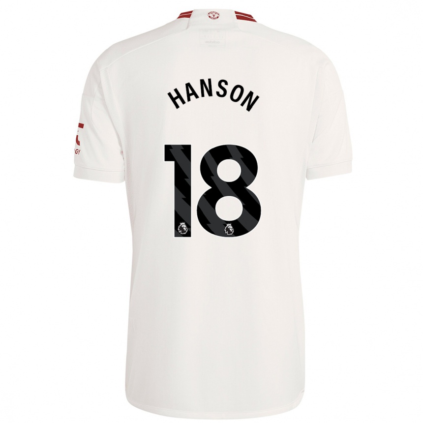 Kinder Fußball Kirsty Hanson #18 Weiß Ausweichtrikot Trikot 2023/24 T-Shirt Luxemburg