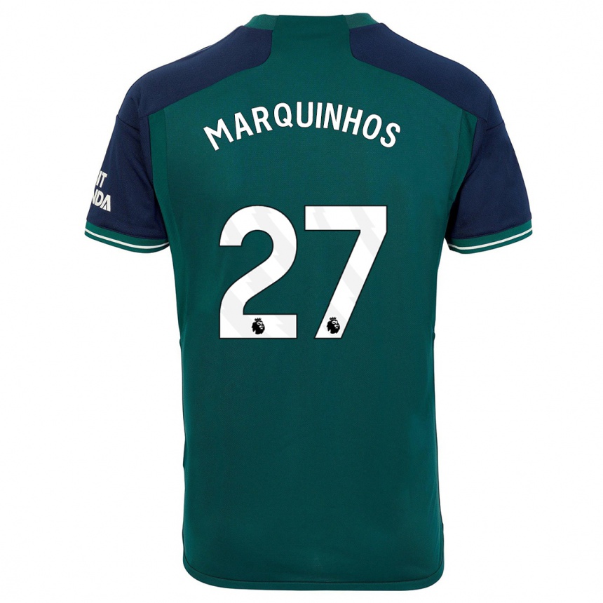 Kinder Fußball Marquinhos #27 Grün Ausweichtrikot Trikot 2023/24 T-Shirt Luxemburg