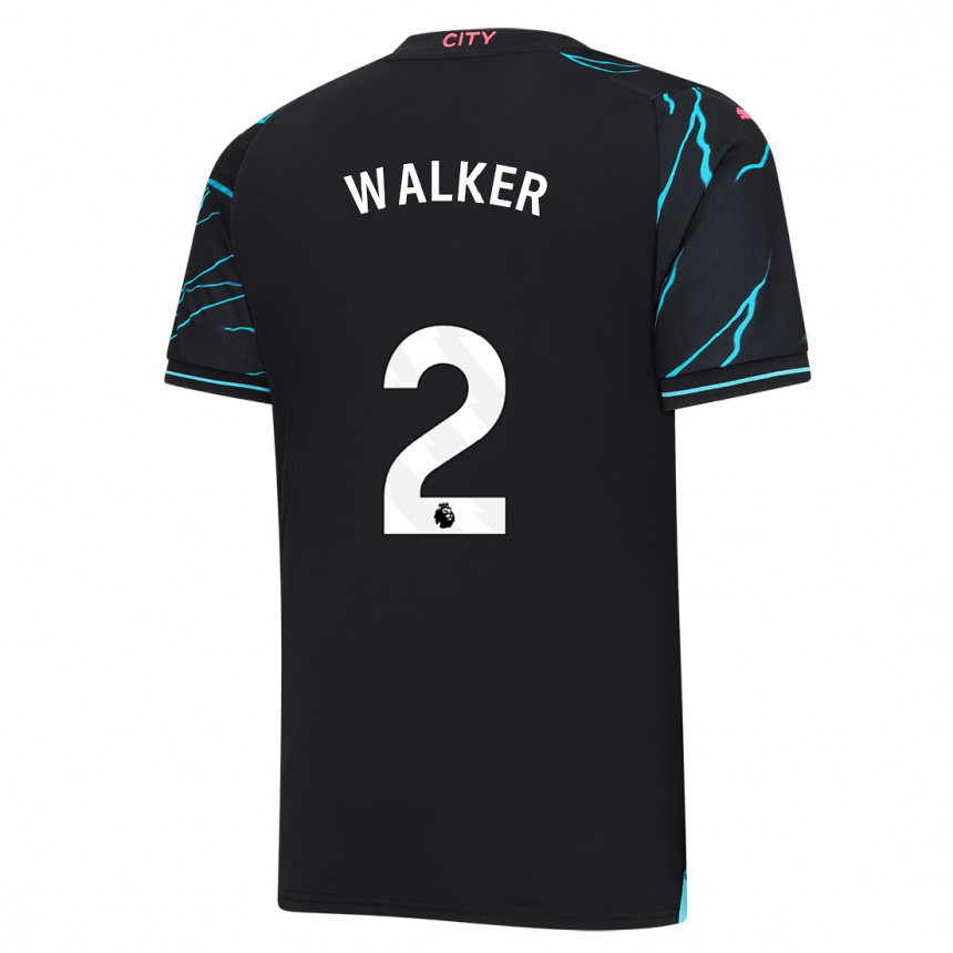 Kinder Fußball Kyle Walker #2 Dunkelblau Ausweichtrikot Trikot 2023/24 T-Shirt Luxemburg