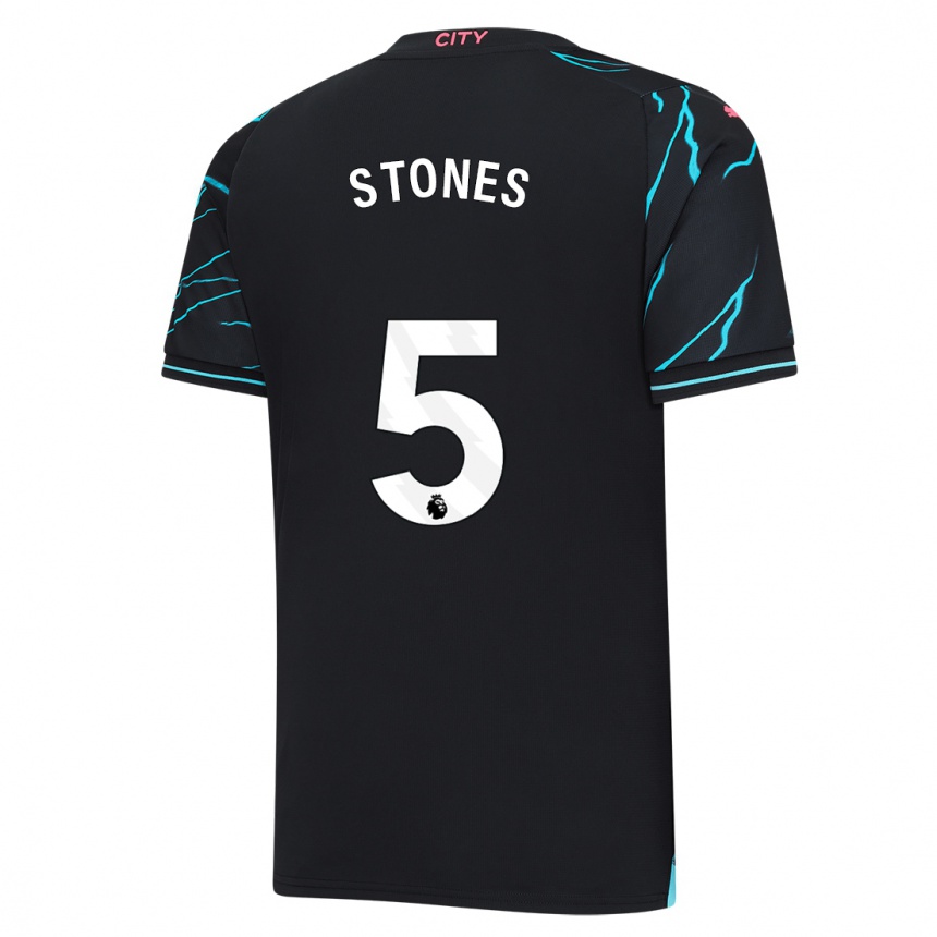 Kinder Fußball John Stones #5 Dunkelblau Ausweichtrikot Trikot 2023/24 T-Shirt Luxemburg