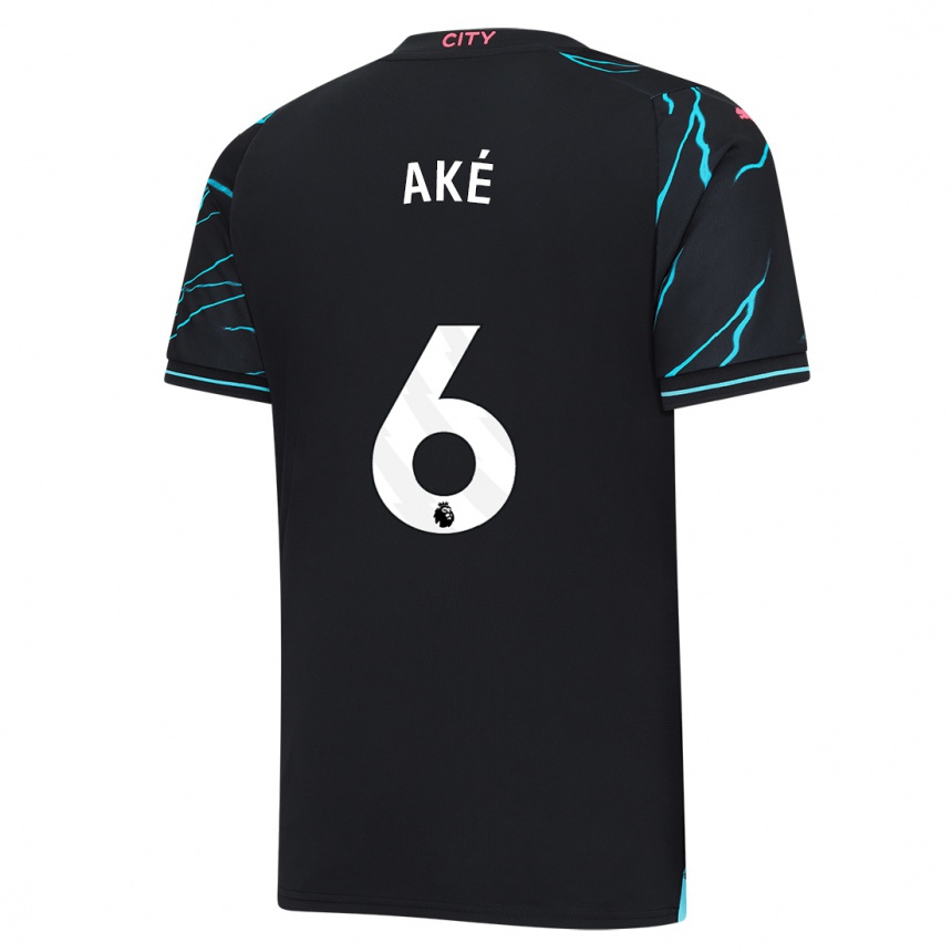 Kinder Fußball Nathan Ake #6 Dunkelblau Ausweichtrikot Trikot 2023/24 T-Shirt Luxemburg