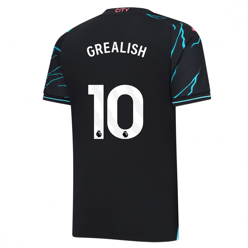 Kinder Fußball Jack Grealish #10 Dunkelblau Ausweichtrikot Trikot 2023/24 T-Shirt Luxemburg