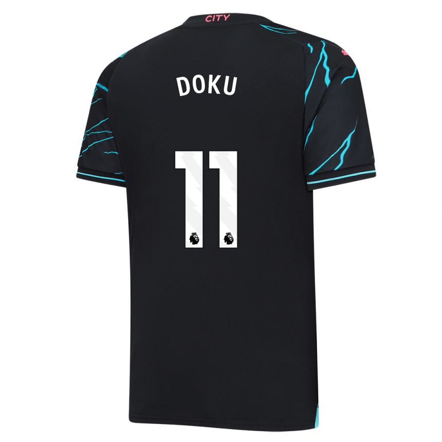 Kinder Fußball Jérémy Doku #11 Dunkelblau Ausweichtrikot Trikot 2023/24 T-Shirt Luxemburg