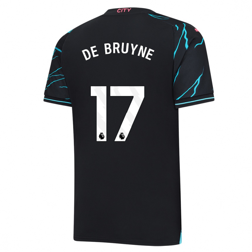 Kinder Fußball Kevin De Bruyne #17 Dunkelblau Ausweichtrikot Trikot 2023/24 T-Shirt Luxemburg