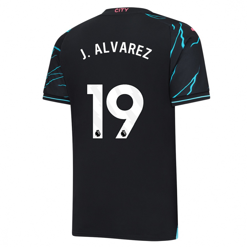 Kinder Fußball Julian Alvarez #19 Dunkelblau Ausweichtrikot Trikot 2023/24 T-Shirt Luxemburg