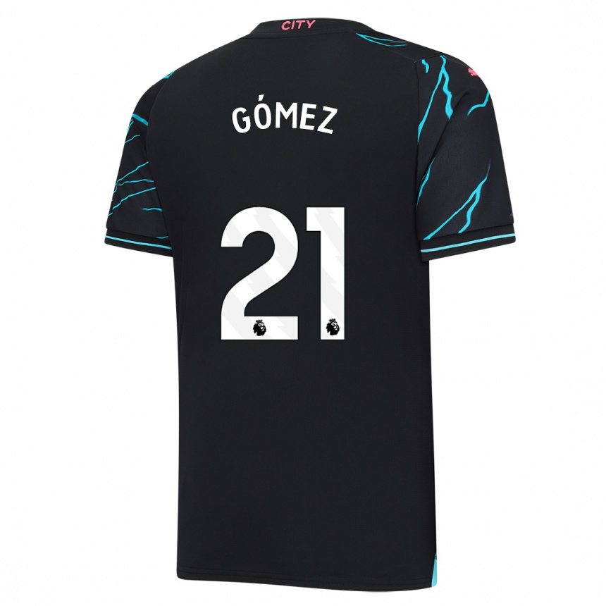 Kinder Fußball Sergio Gómez #21 Dunkelblau Ausweichtrikot Trikot 2023/24 T-Shirt Luxemburg