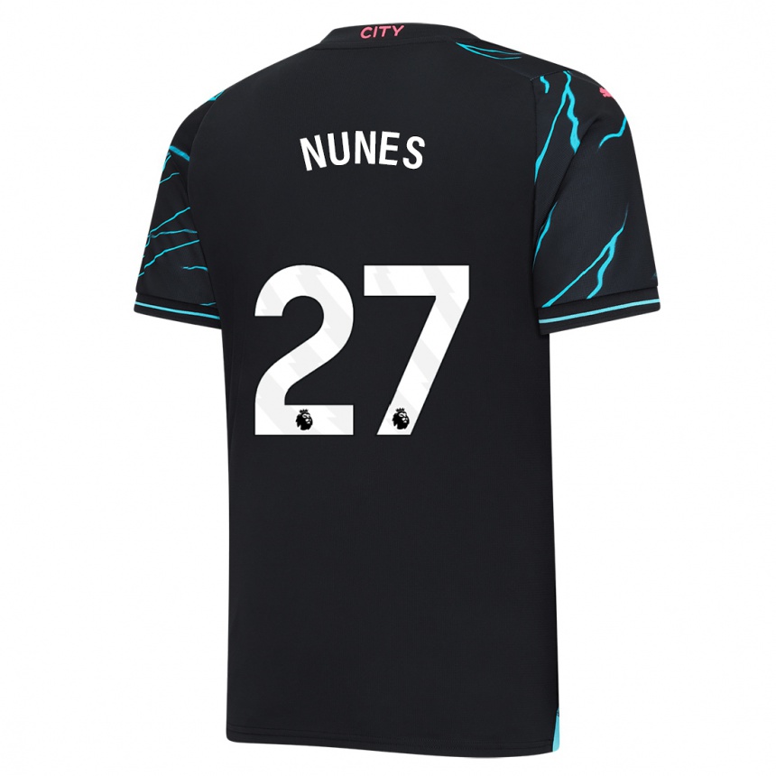 Kinder Fußball Matheus Nunes #27 Dunkelblau Ausweichtrikot Trikot 2023/24 T-Shirt Luxemburg