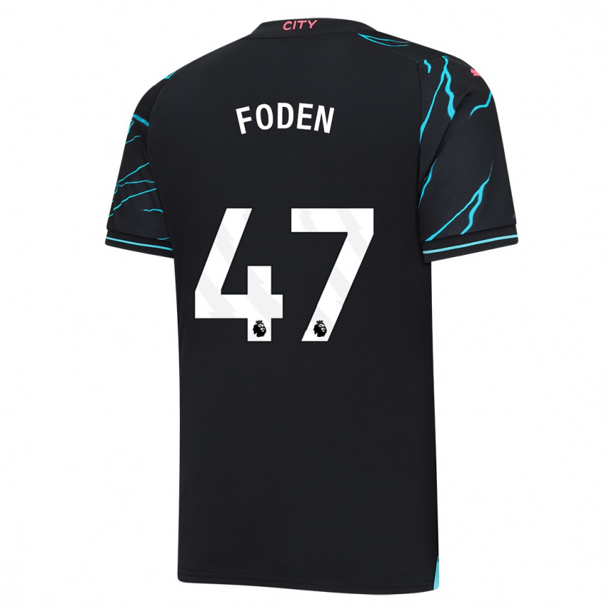 Kinder Fußball Phil Foden #47 Dunkelblau Ausweichtrikot Trikot 2023/24 T-Shirt Luxemburg