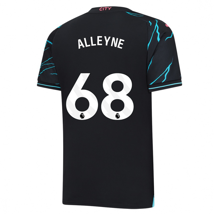 Kinder Fußball Max Alleyne #68 Dunkelblau Ausweichtrikot Trikot 2023/24 T-Shirt Luxemburg