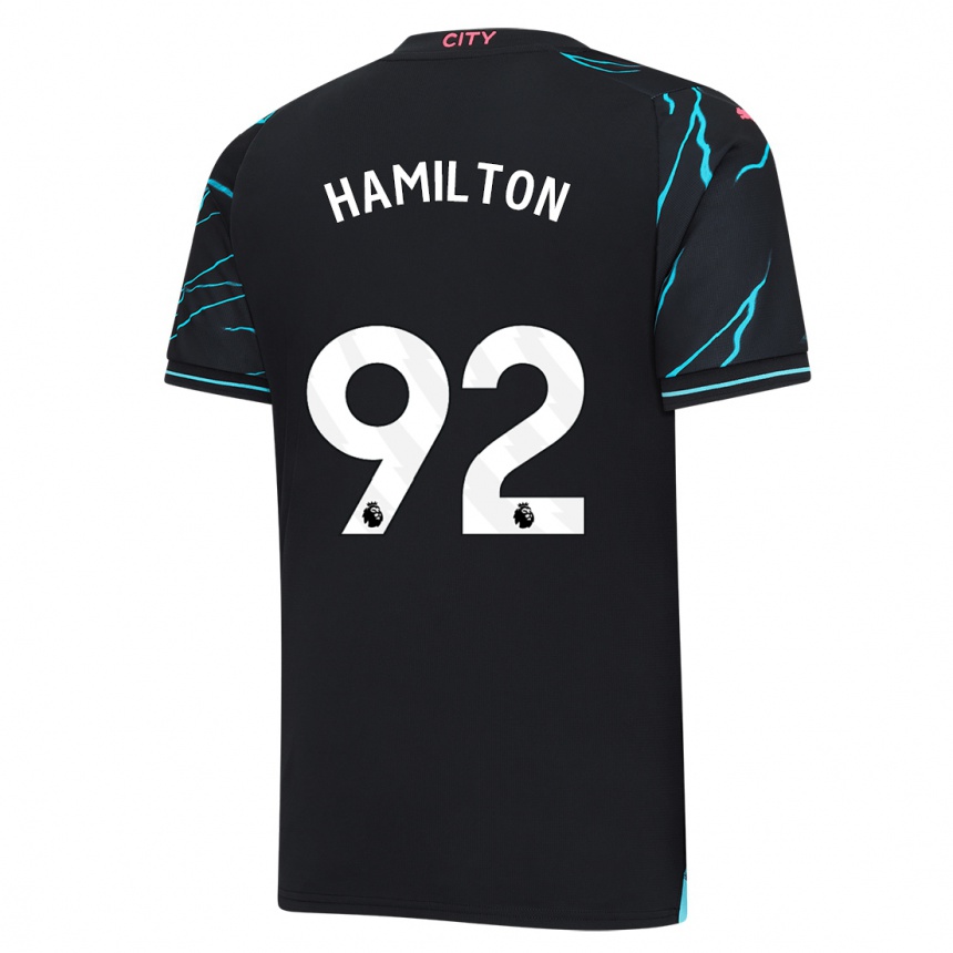 Kinder Fußball Micah Hamilton #92 Dunkelblau Ausweichtrikot Trikot 2023/24 T-Shirt Luxemburg