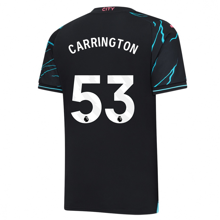 Kinder Fußball Ezra Carrington #53 Dunkelblau Ausweichtrikot Trikot 2023/24 T-Shirt Luxemburg