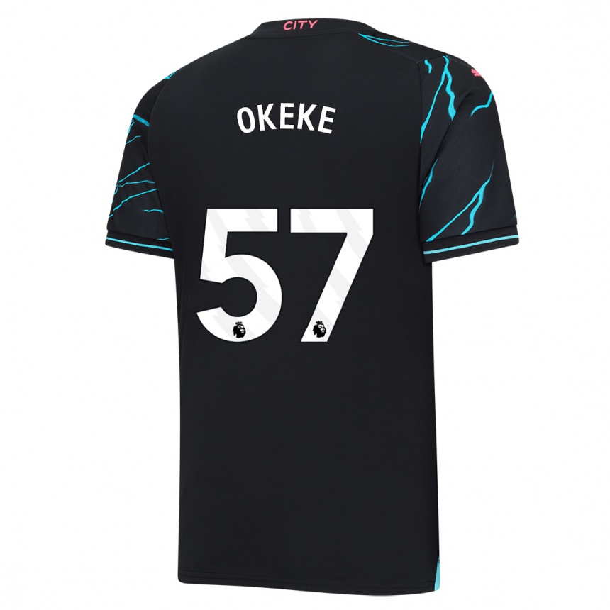 Kinder Fußball Michael Okeke #57 Dunkelblau Ausweichtrikot Trikot 2023/24 T-Shirt Luxemburg