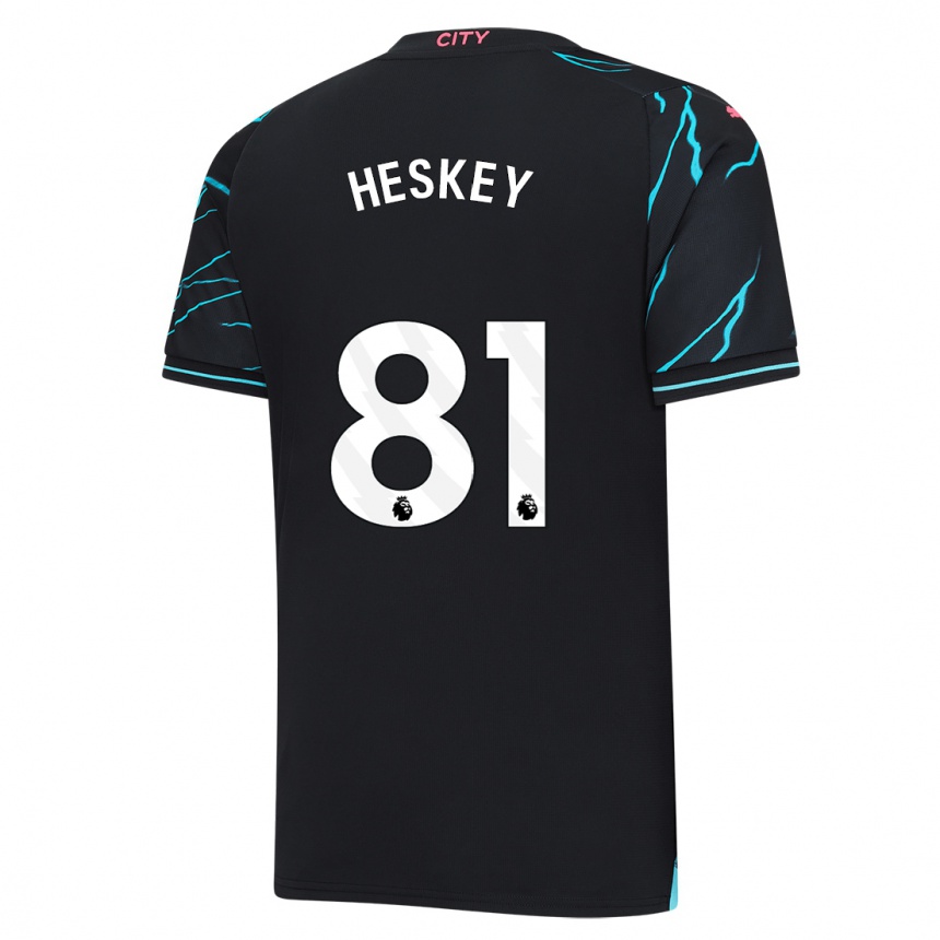 Kinder Fußball Jaden Heskey #81 Dunkelblau Ausweichtrikot Trikot 2023/24 T-Shirt Luxemburg