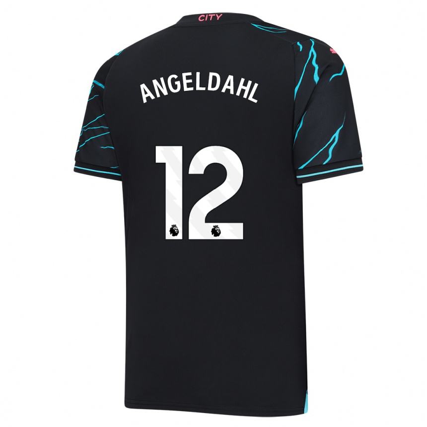 Kinder Fußball Filippa Angeldahl #12 Dunkelblau Ausweichtrikot Trikot 2023/24 T-Shirt Luxemburg