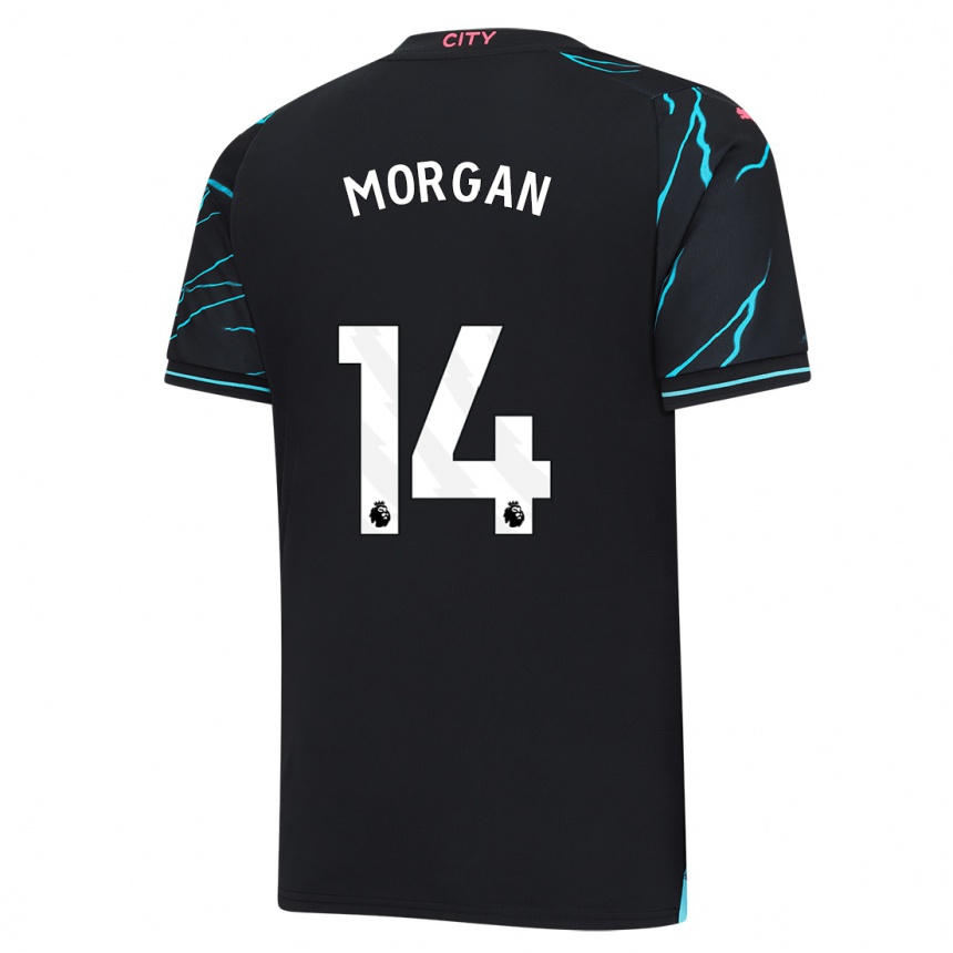 Kinder Fußball Esme Morgan #14 Dunkelblau Ausweichtrikot Trikot 2023/24 T-Shirt Luxemburg