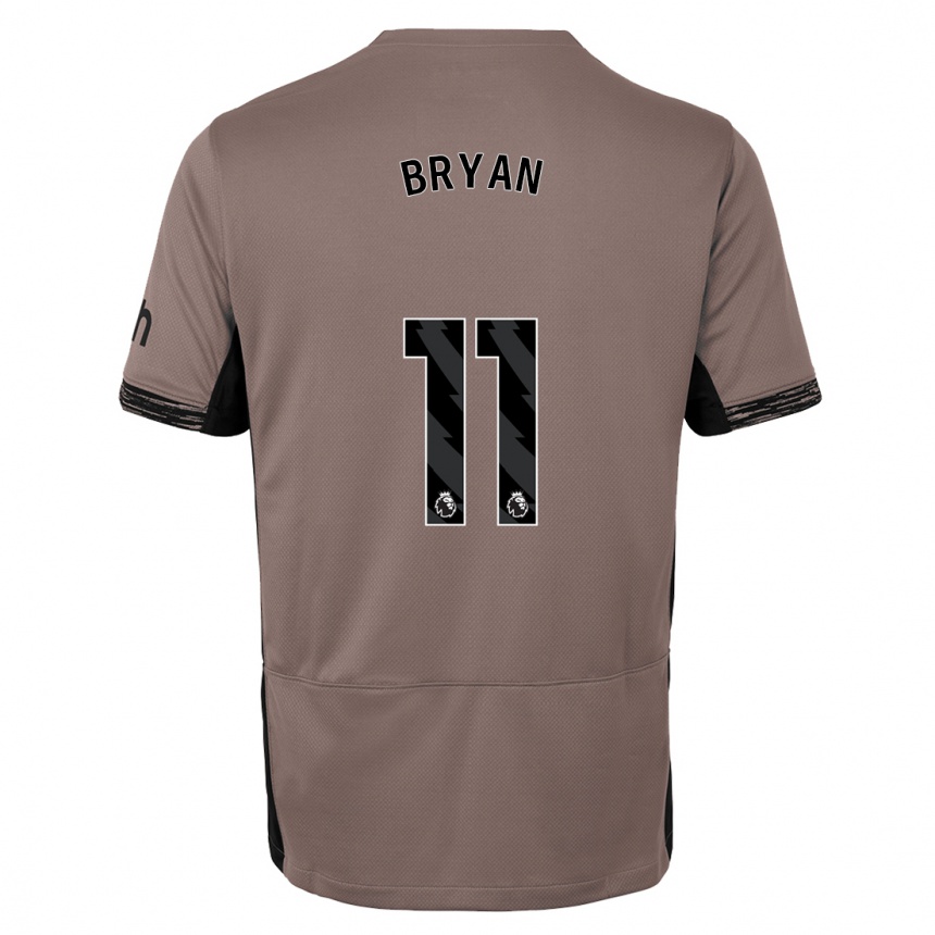 Kinder Fußball Bryan Gil #11 Dunkelbeige Ausweichtrikot Trikot 2023/24 T-Shirt Luxemburg