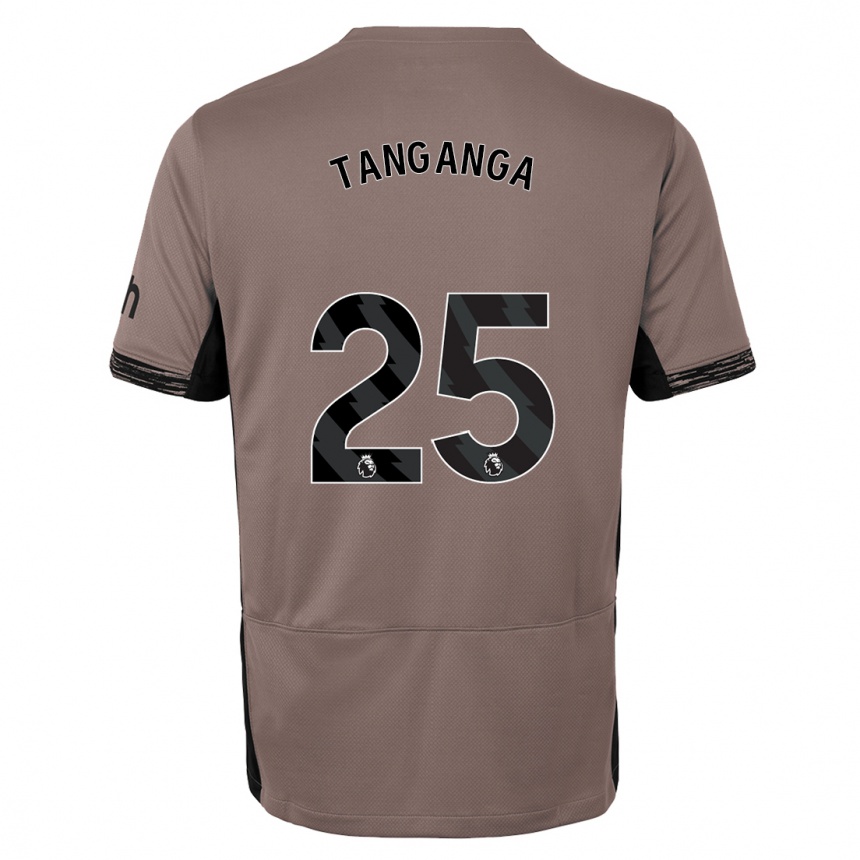 Kinder Fußball Japhet Tanganga #25 Dunkelbeige Ausweichtrikot Trikot 2023/24 T-Shirt Luxemburg