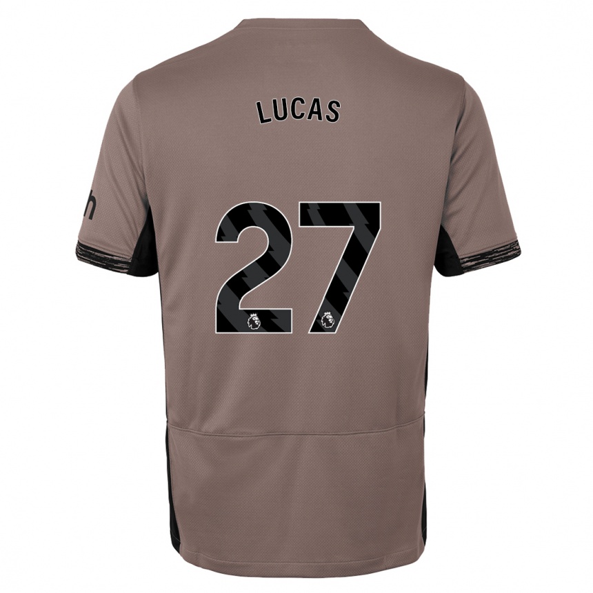 Kinder Fußball Lucas Moura #27 Dunkelbeige Ausweichtrikot Trikot 2023/24 T-Shirt Luxemburg